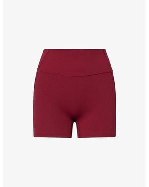 BO+TEE High-Rise Logo Stretch-Woven Shorts - Red