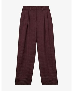 Reiss Tilly Wide-Leg High-Rise Woven Pants - Purple