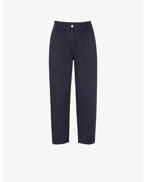 Whistles Tessa Cropped Mid-Rise Cotton Trousers - Blue