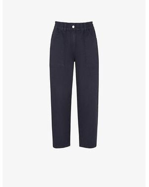 Whistles Tessa Cropped Mid-Rise Cotton Trousers - Blue