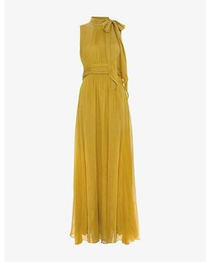 Phase Eight Blaise Tie-Neck Silk Maxi Dress - Yellow