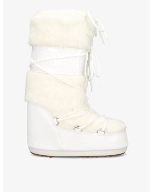 Moon Boot Icon Lace-Front Faux-Fur Snow Boots - White