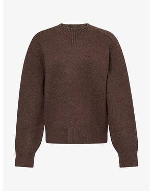The Couture Club Emblem Crew-Neck Knitted Cotton-Blend Jumper - Brown