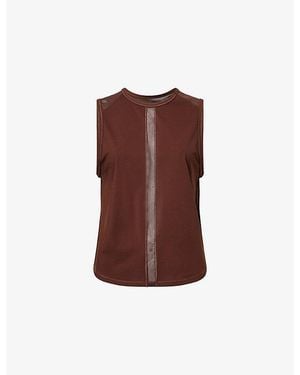 Now You Live Bowden Sheer-Panel Stretch-Jersey Vest Top - Brown