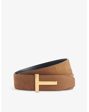 Tom Ford Reversible T Leather Belt - Brown