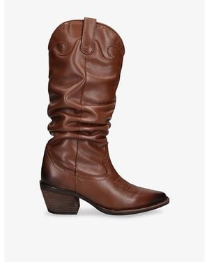 Steve Madden Stage 247 Leather Heeled Knee-High Boots - Brown