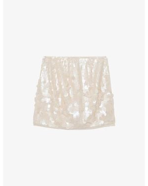 Reiss Salia Sequin-Embellished Woven Mini Skirt - White