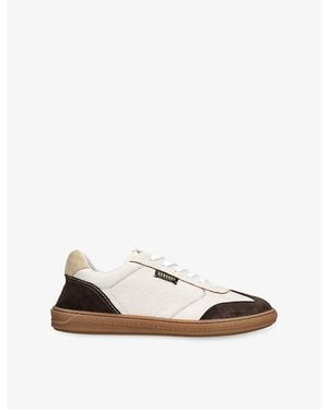 Versace Logo-Tag Suede And Leather Sneakers - Multicolor