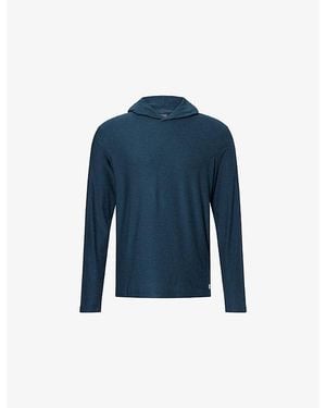 Vuori Strato Tech Logo-Patch Stretch-Jersey Hoodie - Blue