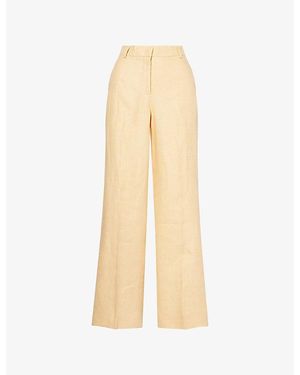 Weekend by Maxmara Straight-Leg Mid-Rise Linen Pants - Natural