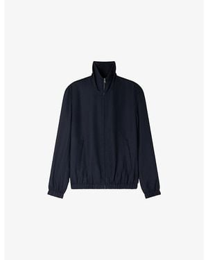 Sandro Zipped Stand-Collar Woven Jacket - Blue