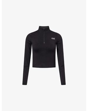 Sporty & Rich Runner Sports Quarter-Zip Woven Active Jacket - Black