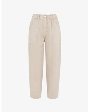 Whistles Tessa Regular-Fit High-Rise Stretch-Cotton Pants - Natural