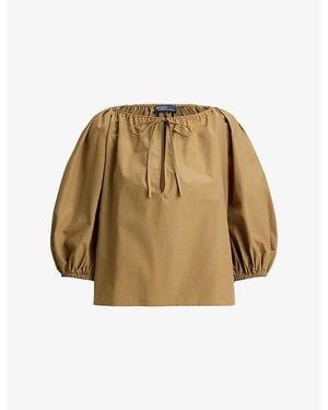 Polo Ralph Lauren Shirred Oversized-Fit Cotton Top - Natural