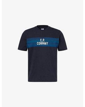 C.P. Company Center Stripes Logo-Print Cotton T-Shirt - Blue