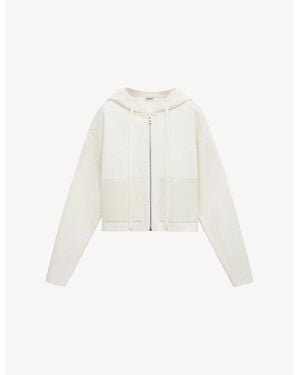 Loewe Hooded Patch-Pocket Wool Blend Hoody - White