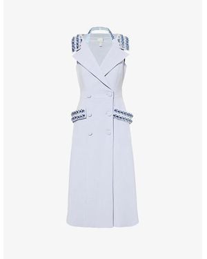 Huishan Zhang Emerson Double-Breasted Sleeveless Crepe Midi Dress - Blue