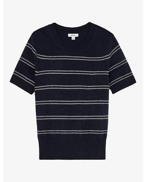 Reiss Sabrina Striped Knitted T-Shirt - Blue