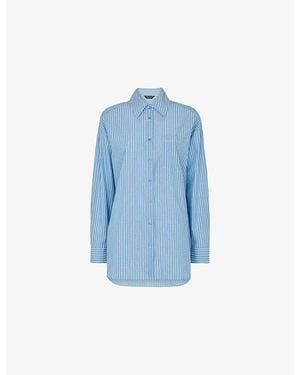 Whistles Striped Oversized-Fit Stripe Cotton Shirt - Blue
