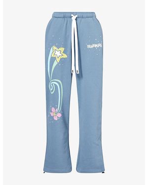 NAHMIAS Printed Straight-Leg Cotton Jogging Bottoms - Blue