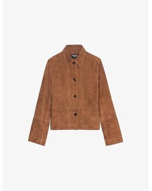 Zadig & Voltaire Lessa Embossed-Logo Suede Jacket - Brown