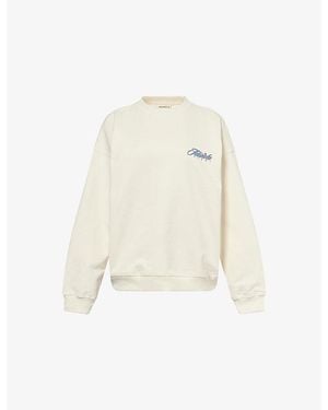 ADANOLA Varsity Collegiate Oversized Cotton-Jersey Sweatshirt - White