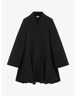 Loewe Short Collarless Wool-Cashmere Coat - Black