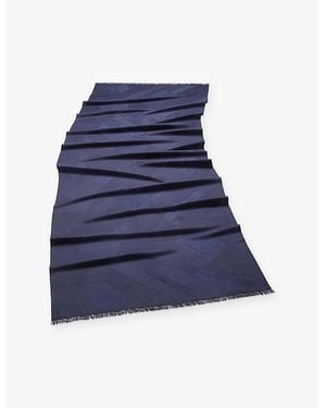 BVLGARI Logo Cashmere Stole Scarf - Blue