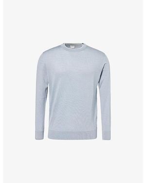 Eleventy Double Neck-Trim Wool And Silk Jumper - Blue