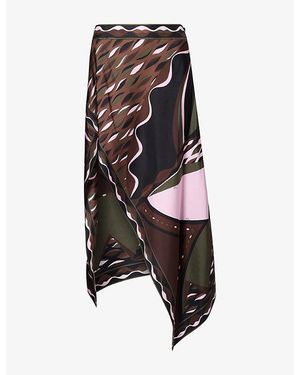 PUCCI Dune Print Silk Midi Skirt - Black