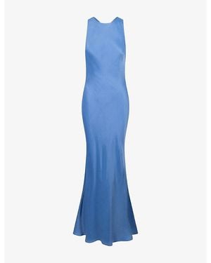 OMNES Jai Draped-Back Satin Maxi Dress - Blue