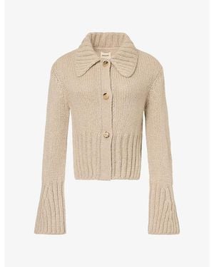 KHAITE Flared-Sleeve Knitted Cardigan - Natural