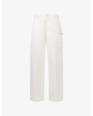 Marni Logo-Patch Relaxed-Fit Cotton Gabardine Cargo Pants - White