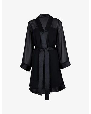Bluebella Satin-trim Chiffon Kimono - Black