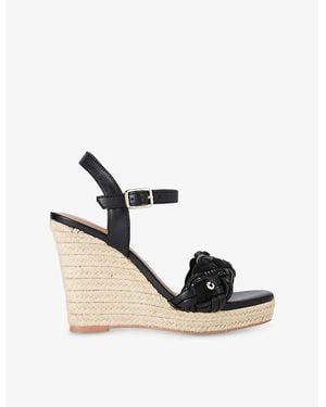Carvela Kurt Geiger Maiella Faux-Leather Heeled Wedges - Natural