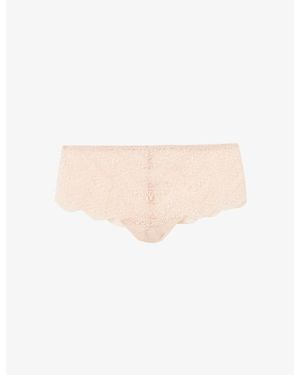 Simone Perele Karma Scallop-Trim Mid-Rise Stretch-Lace Briefs - Natural