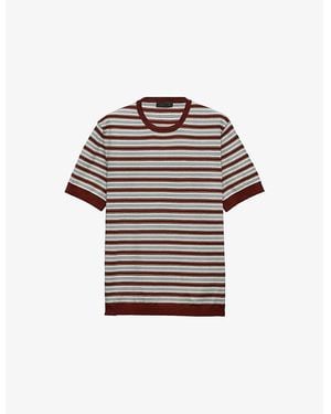 Prada Striped Knitted Cotton Jumper - Orange