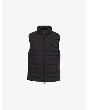 Emporio Armani Badge-Embroidered Funnel-Neck Shell-Down Gilet - Black