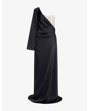 Sabina Bilenko Chia Embellished-Corset Satin Gown - Black