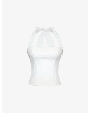 House Of Cb Cosette Halter-Neck Cotton Top Xs (A-C Cup) - White