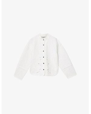 AllSaints Clary Cut-Out Relaxed-Fit Cotton Shacket - White