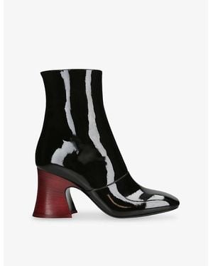 Chloé Janis Patent-Leather Heeled Ankle Boots - Black
