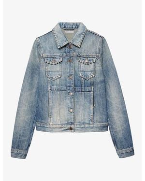 AllSaints Fitted Long-Sleeve Denim Trucker Jacket - Blue