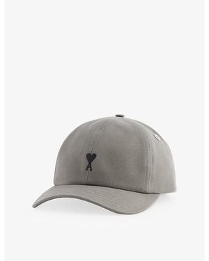 Ami Paris Embroidered-Logo Cotton Baseball Cap - Grey