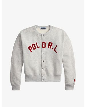 Polo Ralph Lauren Round-Neck Logo-Embroidered Cotton-Jersey Cardigan - Grey