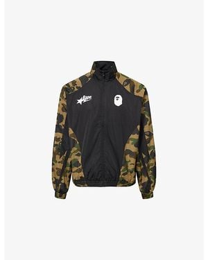 A Bathing Ape Camo-Print Funnel-Neck Shell Jacket - Black