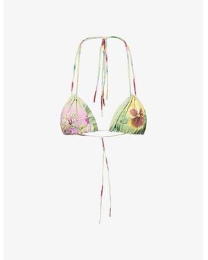 Jaded London Raw Edge Floral Bikini Top - White