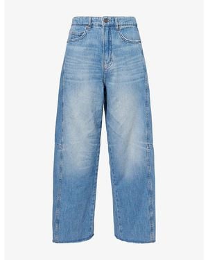 ME+EM Cropped Barrel-Leg Denim Jeans - Blue