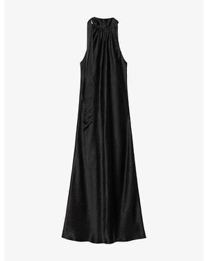 AllSaints Beril Bias-Cut Satin Slip Maxi Dress - Black