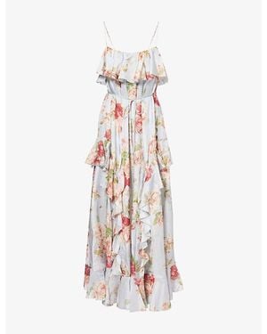 Zimmermann Roselight Frill Silk Maxi Dress - White
